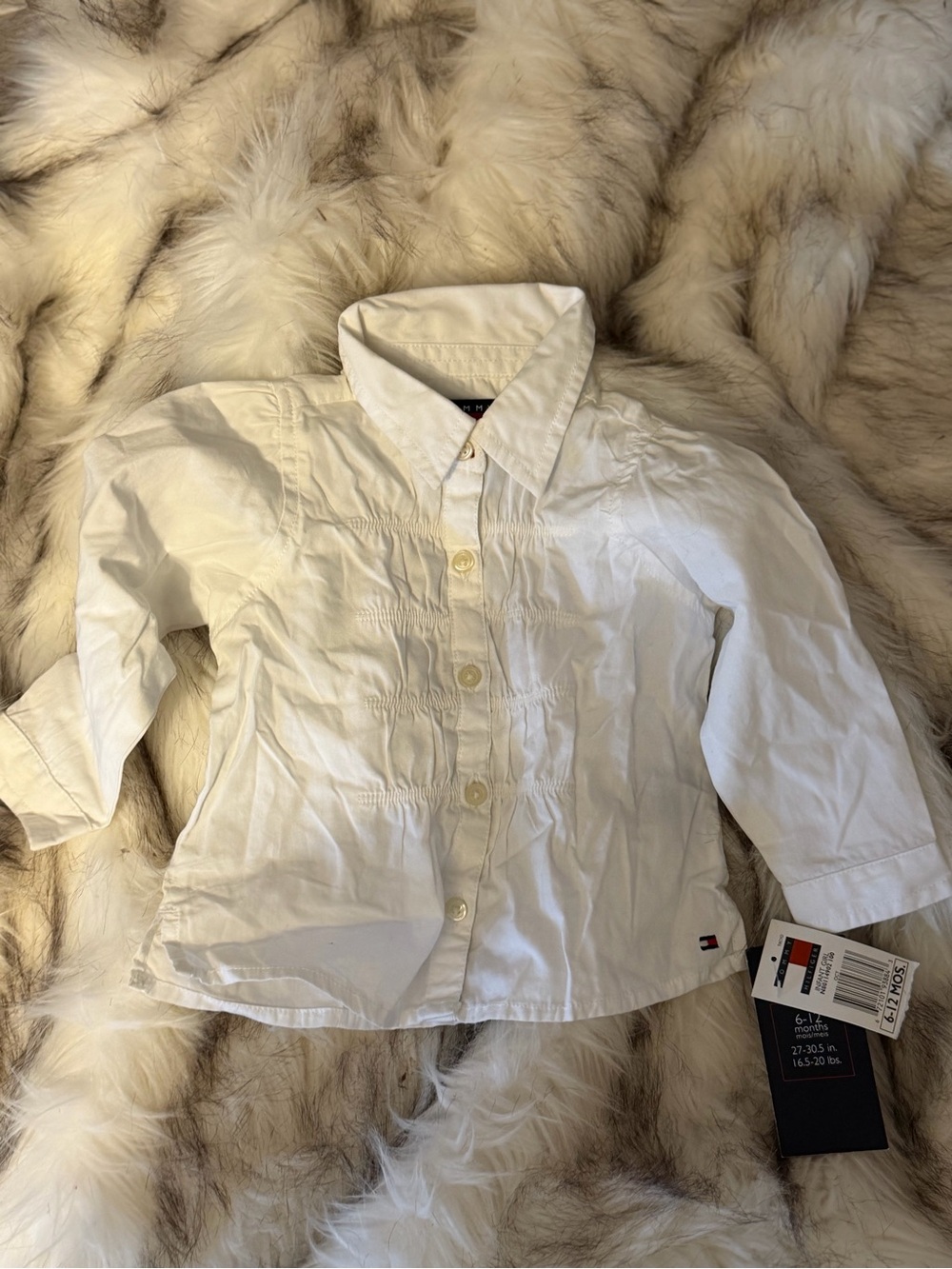 NWT Tommy Hilfiger White Button-Front Toddler Shirt 6-12 Month